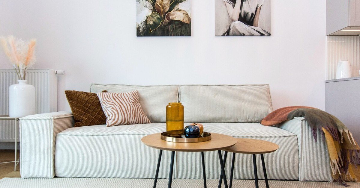 Living room of an apartment in central Gdańsk prepared for the arrival of guests